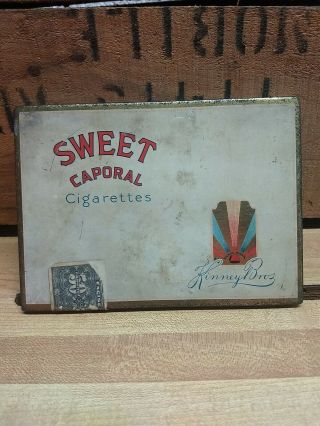 Vintage Kinney Bros.  Sweet Caporal Cigarettes Flat Fifty Tin,  Empty