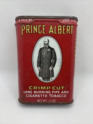 Vintage Prince Albert Pipe And Cigarette Tobacco Tin - Crimp Cut - Empty Can