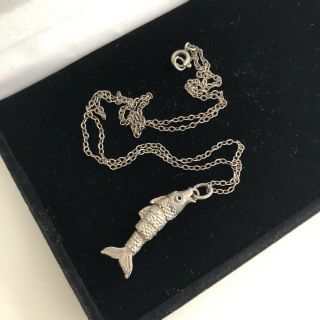 Vintage Sterling Silver 925 Necklace Articulated Fish Sea Life Oceanography Gift
