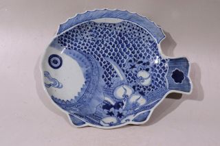 Chinese A Pair Export Imari blue white Porcelain Fish Plates 2