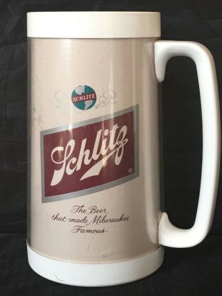 Schlitz Vintage Thermo - Serv Insulated Plastic Beer Coffee Drink Travel Mug
