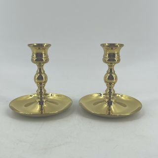 Vintage Brass Baldwin Candlestick Candle Holders Highly Polished 4.  25 "