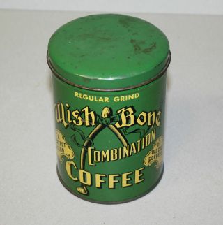 Antique Wish Bone Coffee Advertising Tin – Green Color