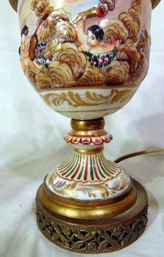 Pr Italy Capodimonte Ginori Doccia Porcelain Table Lamps Lace Silk Shades 5