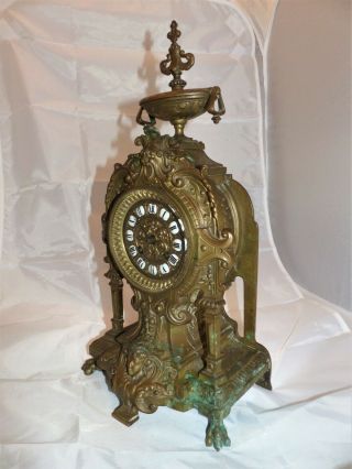 Antique French bronze Renaissence revival mantle clock - Heavy solid bronze 2