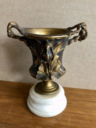 Antique French Aesthetic Movement Gilt Bronze Urn W/ Ravens,  Match Holder