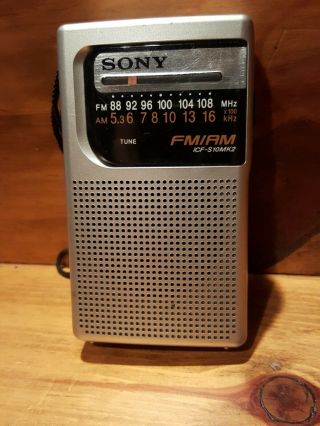 Vintage Sony Icf - S10mk2 Portable Pocket Am/fm Radio Silver