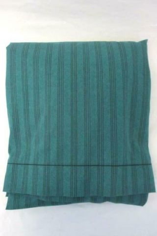 Vintage Queen Size Forest Green And Black Striped Flat Sheet Bedding