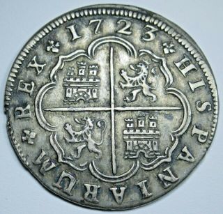 1723 Spanish Silver 2 Reales Antique Colonial 1700s Two Bit Pirate Treasure Coin