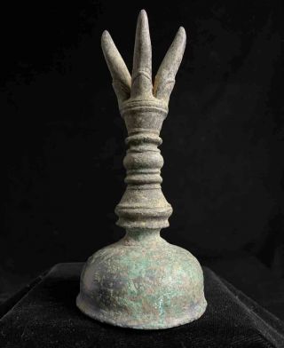 Ancient Southeast Asia Khmer Bronze Buddhist Ghanta Bell Vajra Handle12th - 13th C