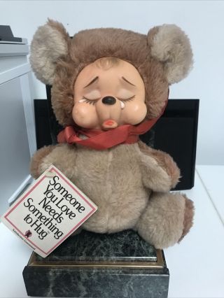 Vintage Rushton Small Crying Bear Rubber Face Plush Collectible (kt)