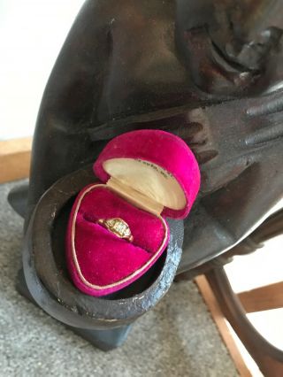 10k Antique Mine Cut Diamond Engagement Ring Victorian Rose Gold