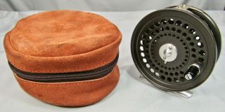 Orvis C.  F.  O.  Iv Fly Reel Hardy England W/ Suede Leather Case Near