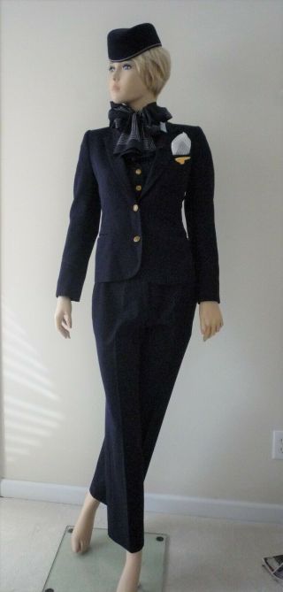 Pan Am - Airlines - Stewardess - Flight Attendant - Cabin Crew Adolfo Uniform - 1980s