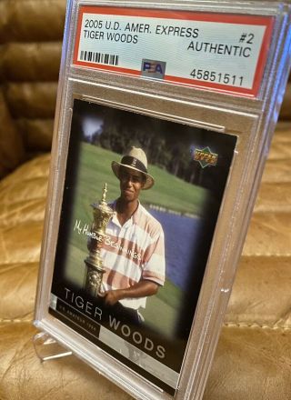 Complete Set AE x6 2005 Upper Deck American Express Tiger Woods PSA Authentic 3