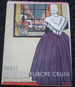 Cgt French Line Ss “paris” Norway Europe Cruise 1939