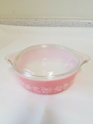 Vintage Pyrex Pink Gooseberry 471 Casserole Bowl 1 Pt With Lid