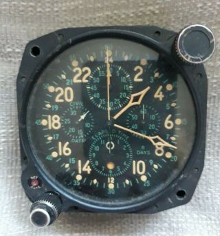 Vintage Hamilton Elgin AN - 5741 - 1 E - 37500 Military Aircraft Clock 4