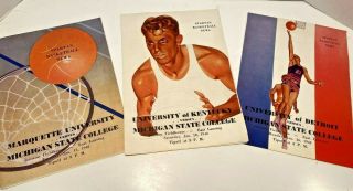 3 Issues Michigan State Spartan Vintage 1948 Basketball News Magazines
