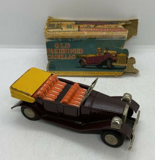 Vintage Linemar Toys Old Fashioned Cadillac Convertible Tin Friction Toy Japan