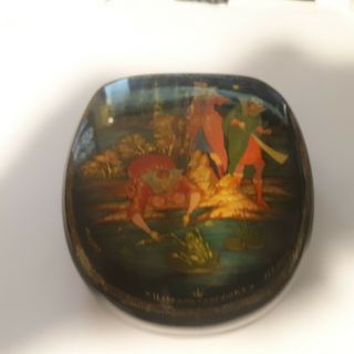 Vintage Russian Lacquer Box Artist Signed The Princess Frog