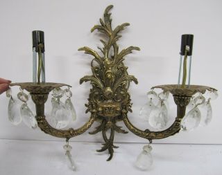Reserved 2 Brass Candelabra Sconce Wall Light Lamp 2 Arm Electric Candle Spain
