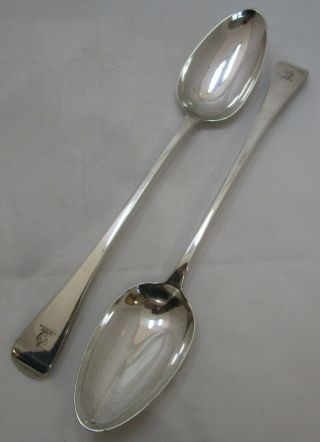 Good Pair Antique Georgian Sterling Silver Basting Spoons,  1825,  217g