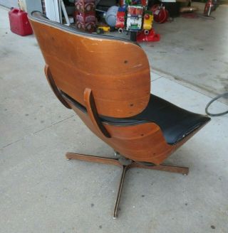 Plycraft Mid Century Modern Leather Lounge Chair 1960s Eames Style 5