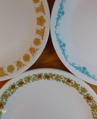 Mixed Of Vintage Corelle By Corning Pattern Plates Gold Butterfly,  Spice Of Life