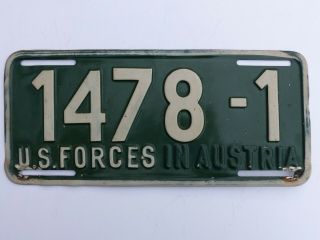Hard To Find Circa 1955 U.  S.  Forces In Austria License Plate 1478 - 1