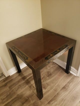 Vintage Drexel Heritage Et Cetera Chinoiserie Lacquer End Side Squared Table