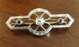 Antique Victorian 14k Gold And Diamond Brooch