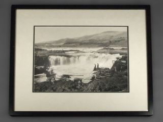 Vintage Photo Print Indians Fishing At Celilo Falls Framed Benjamin Markham 1928