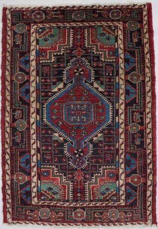 One - Of - A - Kind Tribal Geometric 3x4 Wool Hand Knotted Oriental Area Rug Carpet