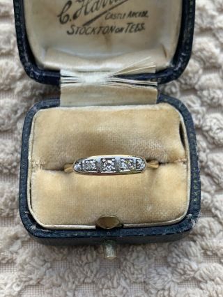 Antique Art Deco 18ct Gold & Platinum 5 Stone Diamond Ring