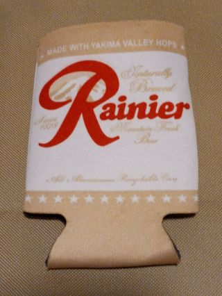 Vintage Rainier Brewing Co Insulated Can Bottle Cooler Cozy Koozy Collector Guc