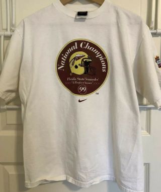 Vintage Nike M Med 1999 Florida State University FSU National Champions Shirt 2