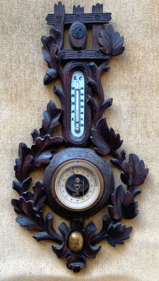Antique German Black Forest Carved Barometer
