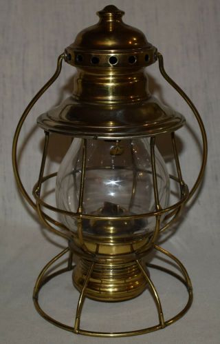 Brass Railroad Presentation Lantern With Clear Globe - 10 3/4 " Tall