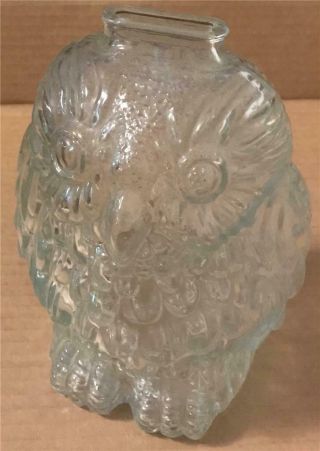 Vintage Clear Glass Wise Old Owl 6” Tall Still Bank