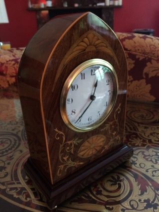Edwardian Marquetry Inlaid Mantel Clock 4