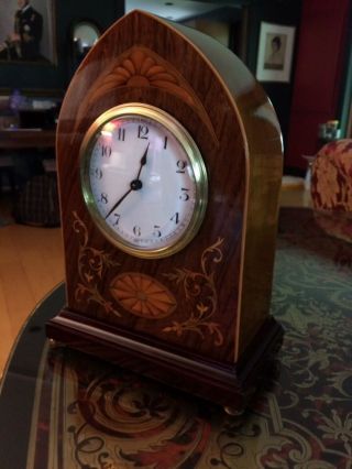 Edwardian Marquetry Inlaid Mantel Clock 5