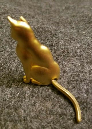 Vintage Signed Jj Cat Brooch Pin With Swinging/moving Tail Gold Tone