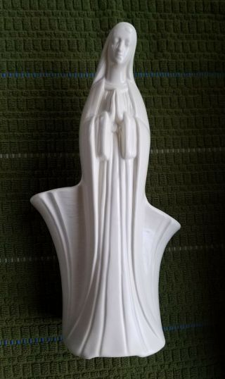 Blessed Virgin Mother Mary Madonna Vase Planter Ceramic Vintage,  11 X 5.  5 Inches