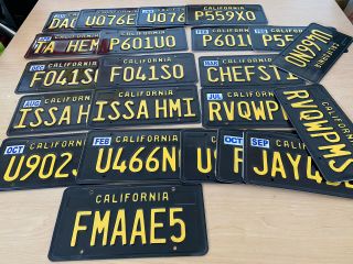 (22) California Black Yellow License Plate Tags Heritage Expired Embossed
