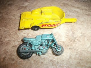 Lesney England Vintage Matchbox Honda Motorcycle & Trailer No 38