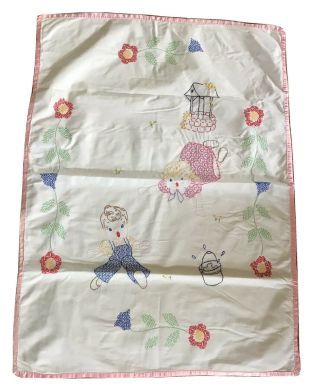 Baby Coverlet And Pillow Case,  Vintage,  Jack And Jill,  Bear