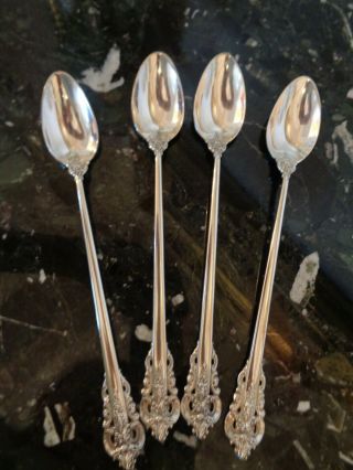 Wallace Grande Baroque 4 Ice Tea Spoon 7 5/8 " Sterling Silver Flatware Set