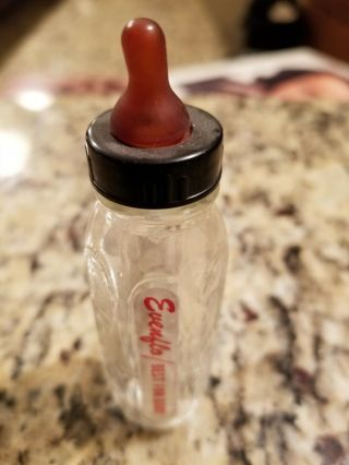 Vintage Evenflo Baby Doll Bottle With Caps Mini 3” Glass
