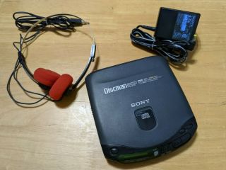 Vintage Sony Discman Esp Mega Bass Cd Player D - 232 Headphones And Ac Cord